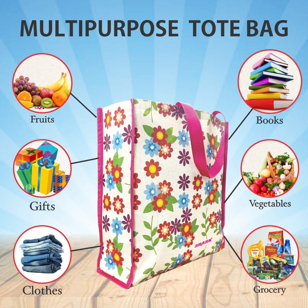 Set of 3 cotton canvas printed bags