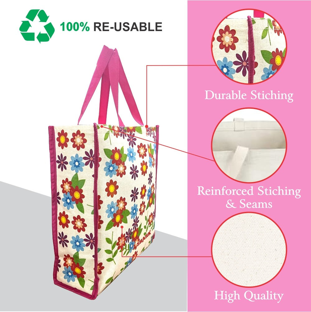 Set of 3 cotton canvas printed bags